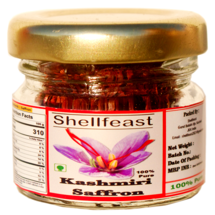 Shellfeast Saffron A+++ Grade Mogra Kashmiri Kesar 1gm, 100% Pure Saffron , Kashmiri Zafran