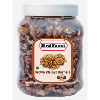 Shellfeast Walnut Kernels Brown 500 Grams In Food Grade Jar , Kashmiri Walnut Kernels, Akhrot Giri