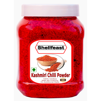 Shellfeast Kashmiri Red Chilli Powder 500 Grams In Food Grade Jar, Kashmiri Mirchi Powder, Pure Organic Natural